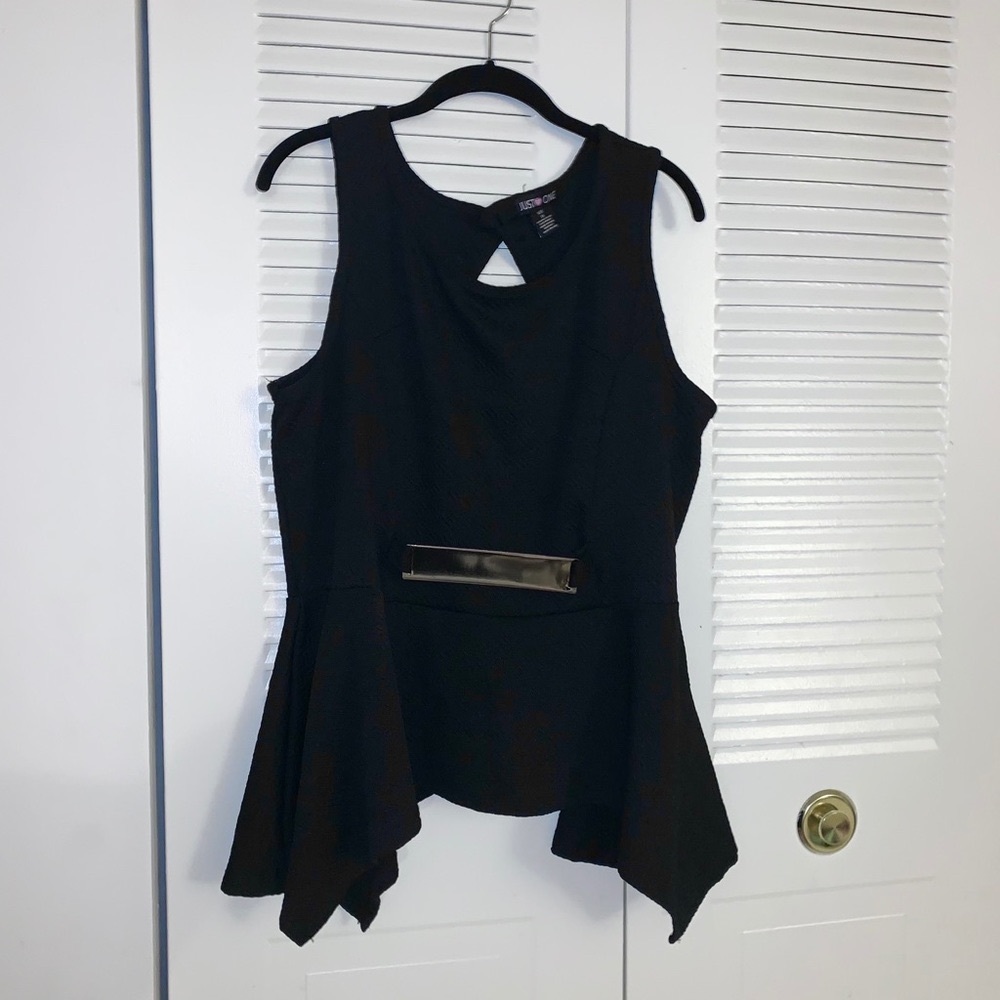 Hi-Lo Peplum Top w/ Gold Belt
